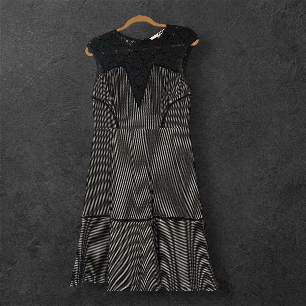 Tracy Reese Elegant Black Lace Midi Dress